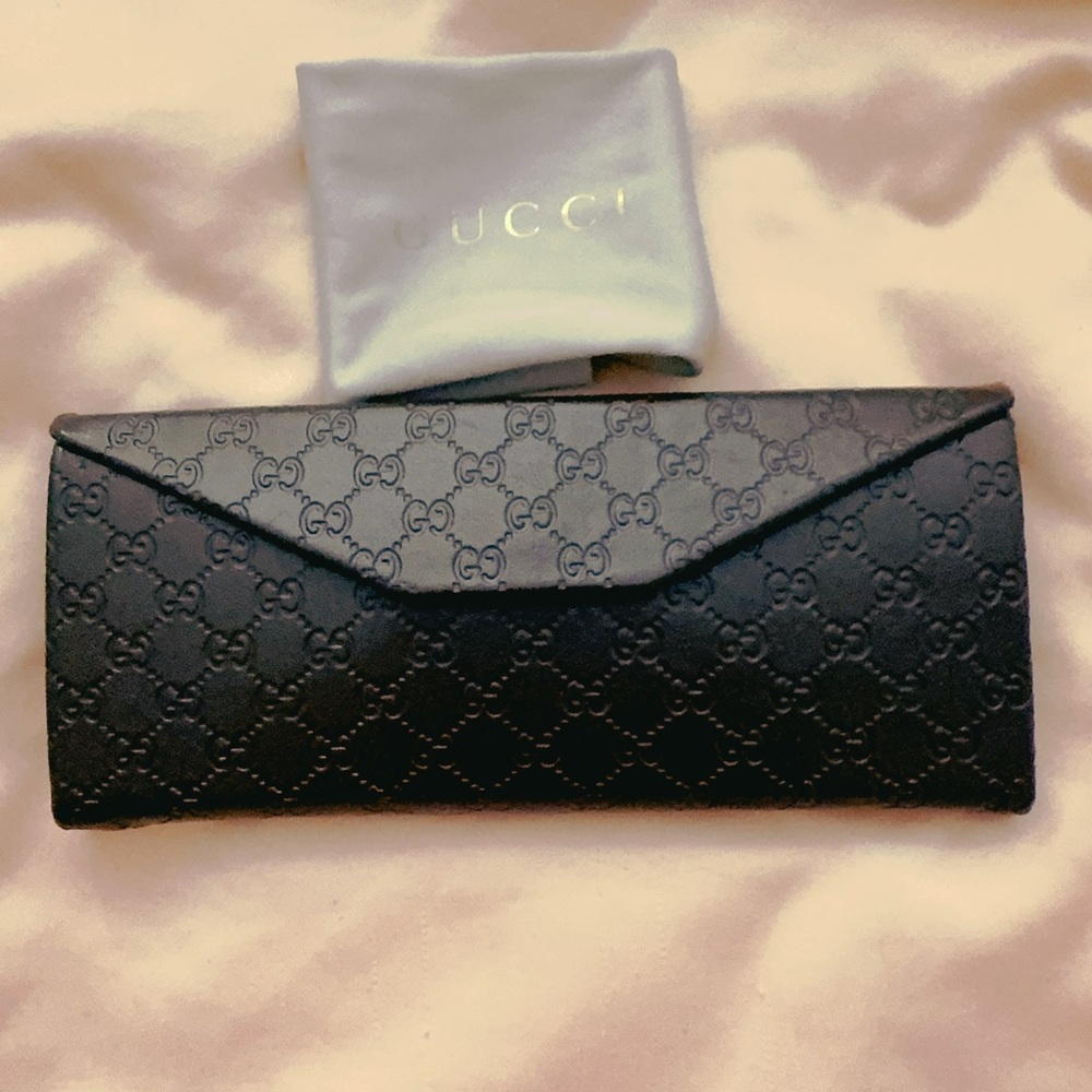 Gucci Triangular Prism Tri Fold Brown Leather Sun… - image 1